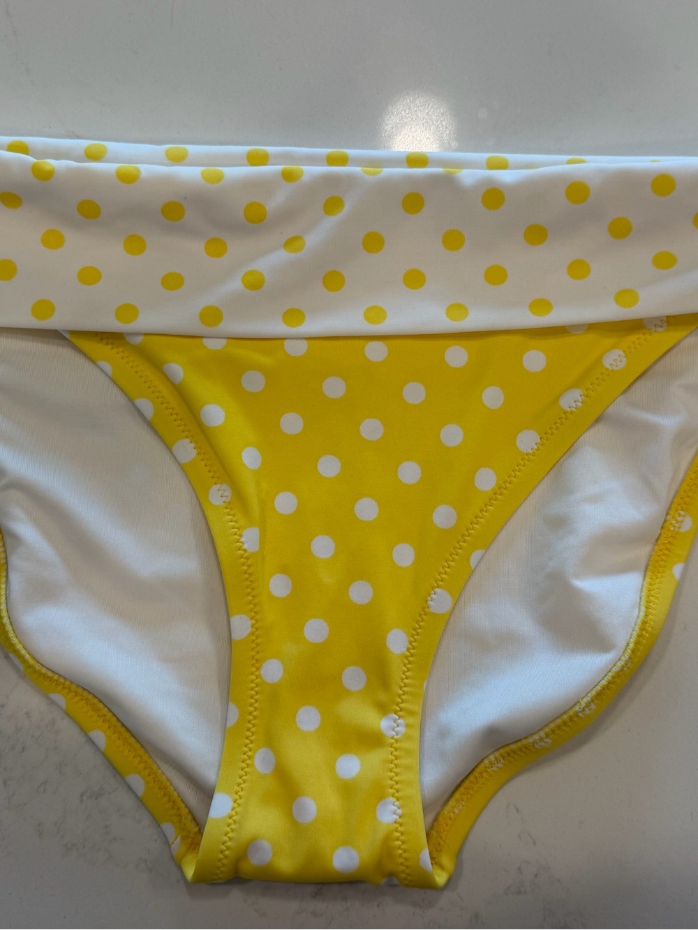 New Victoria's Secret 2006 Yellow Polka Dot Bikini Bottom Foldover Optional